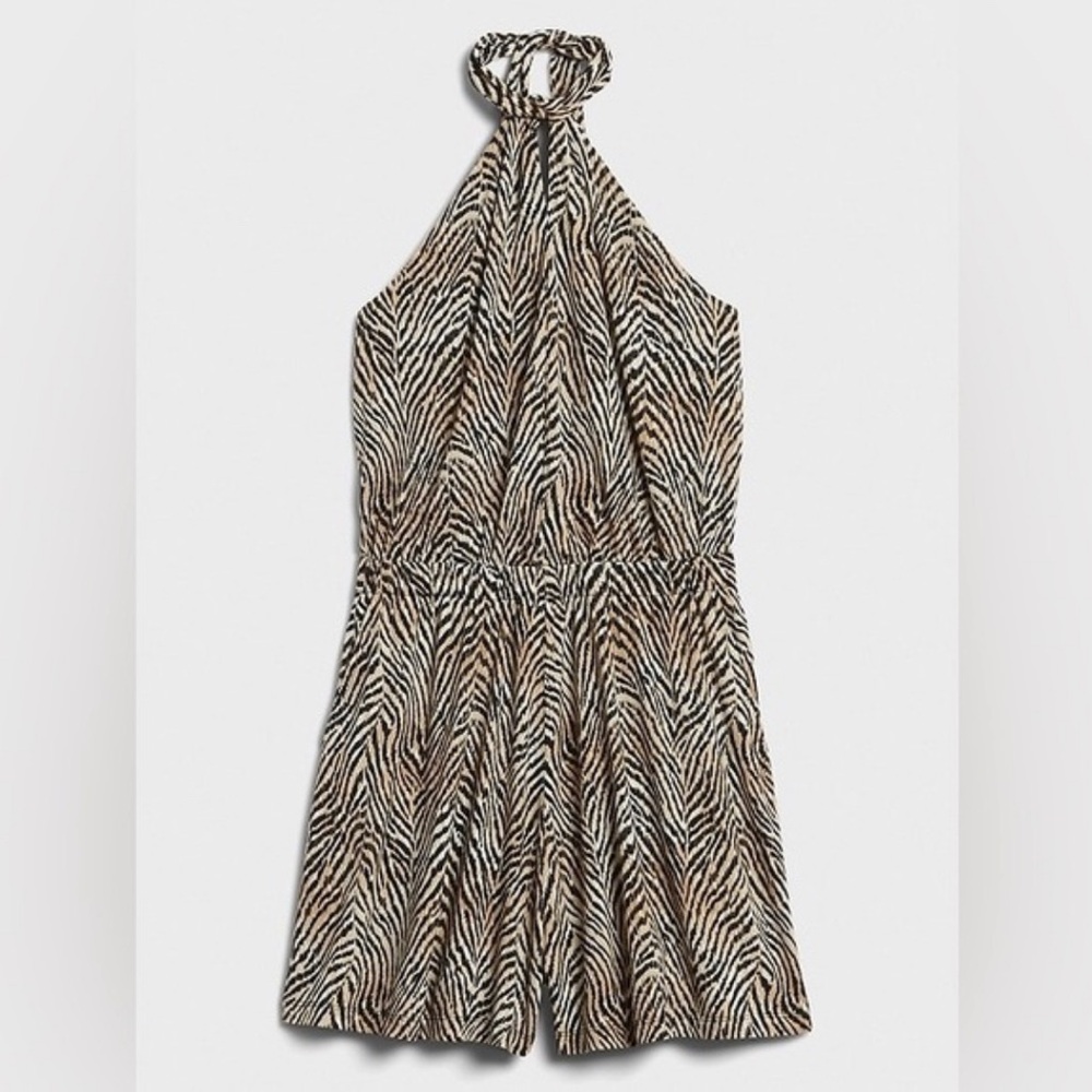Zebra Print Halter Romper